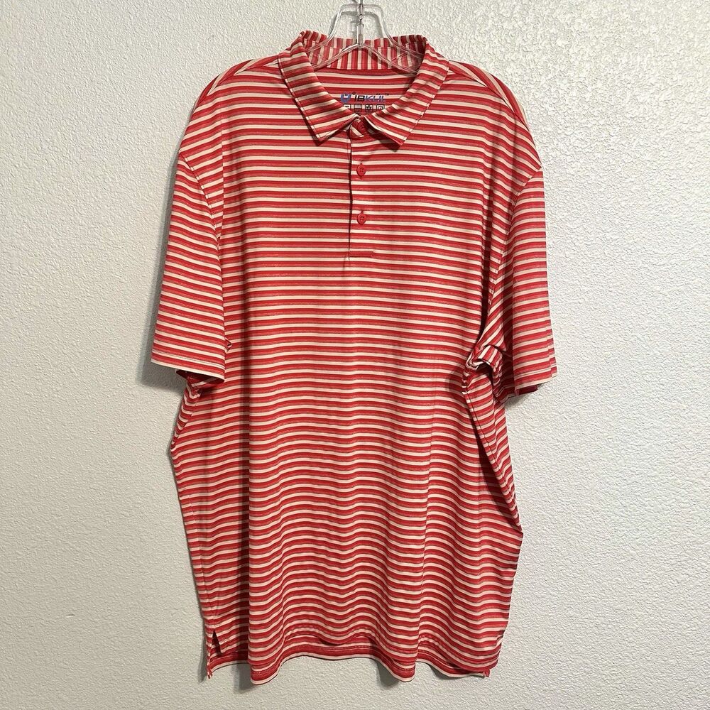 IBKUL Polo Shirt Mens Size 2XL Short Sleeve Golf Multicolor Red Striped UPF50